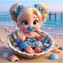 Алмазная мозаика "Крошка у моря", 20*20см, на рамке, в кор. 21*21*2,5см, ТМ Dreamtoys