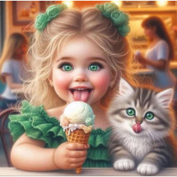 Алмазная мозаика "Вкусное мороженое", 20*20см, на рамке, в кор. 21*21*2,5см, ТМ Dreamtoys