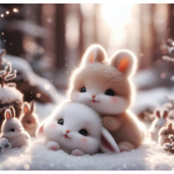 Алмазна мозаїка &quot;Зимові зайчики&quot;, 20*20см, на рамці, в кор. 21*21*2,5см, ТМ Dreamtoys арт: S10230