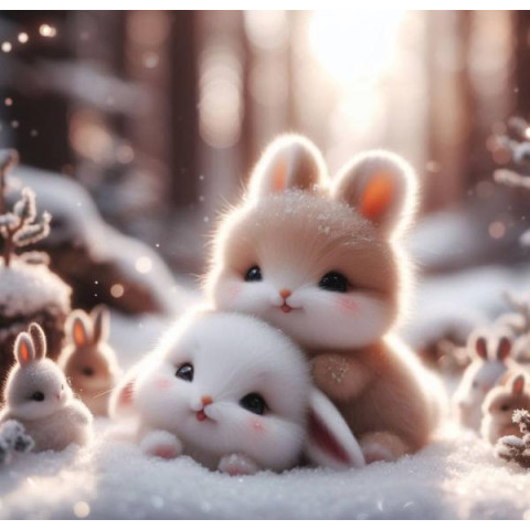 Алмазна мозаїка "Зимові зайчики", 20*20см, на рамці, в кор. 21*21*2,5см, ТМ Dreamtoys арт: S10230