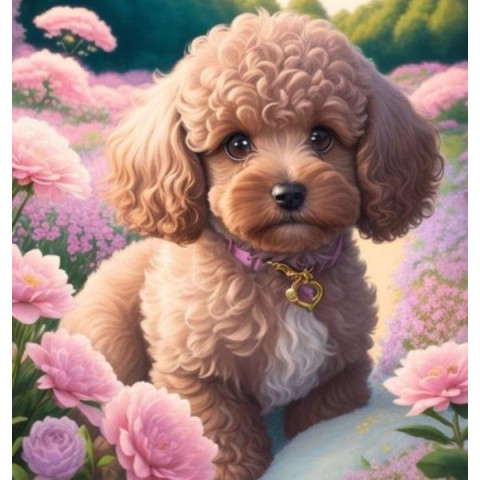 Алмазна мозаїка «Цуценя в саду», 20*20см, на рамці, в кор. 21*21*2,5см, ТМ Dreamtoys арт: S10239