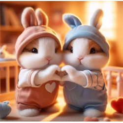 Алмазна мозаїка &quot;Милі зайчики&quot;, 20*20см, на рамці, в кор. 21*21*2,5см, ТМ Dreamtoys арт: S10243