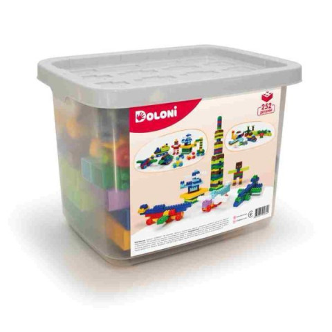 Конструктор Спецтехника/Аэродром/Ферма/Ранчо 252 детали в контейнере для хранения 30*27*14см, ТМ Долони, Украина