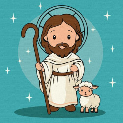 Картина за номерами для дітей "Милий Ісус" 25х25см, термопакет, ТМ Ідейка, Україна арт: KHO1194