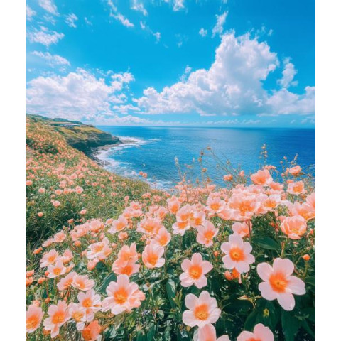 Алмазна мозаїка "Квіти біля океану", 30*40см, на рамці, в кор. 31*41*2,5см, ТМ Dreamtoys арт: S20175