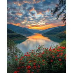 Алмазная мозаика "Закат на реке", 30*40см, на рамке, в кор. 31*41*2,5см, ТМ Dreamtoys