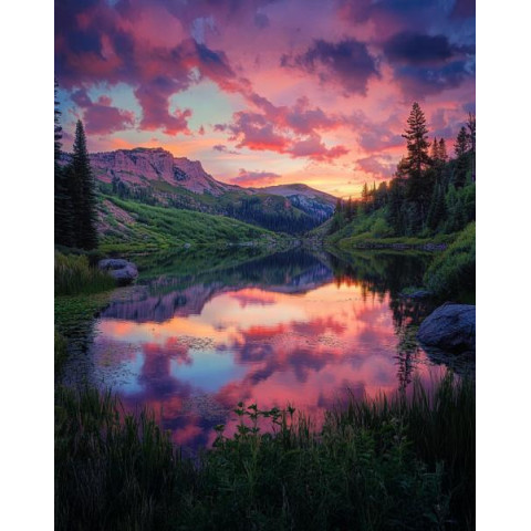 Алмазна мозаїка "Пурпурне небо", 30*40см, на рамці, кор. 31*41*2,5см, ТМ Dreamtoys арт: S20224