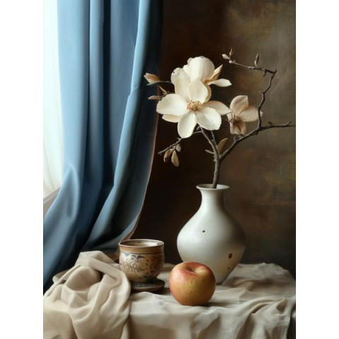 Алмазна мозаїка "Натюрморт з магнолією", 30*40см, на рамці, в кор. 31*41*2,5см, ТМ Dreamtoys арт: S20238