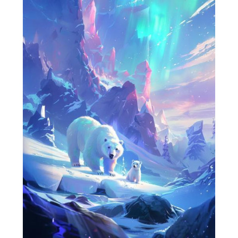 Алмазна мозаїка "Полярні ведмеді", 30*40см, на рамці, в кор. 31*41*2,5см, ТМ Dreamtoys арт: S20270