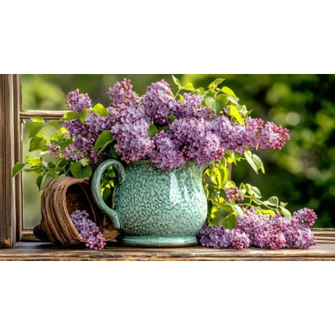 Алмазна мозаїка "Бузок на підвіконні", 30*40см, на рамці, в кор. 31*41*2,5см, ТМ Dreamtoys арт: S20328