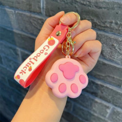 Брелок "Кошачья лапка розовая", силиконовый 12см, с карабином