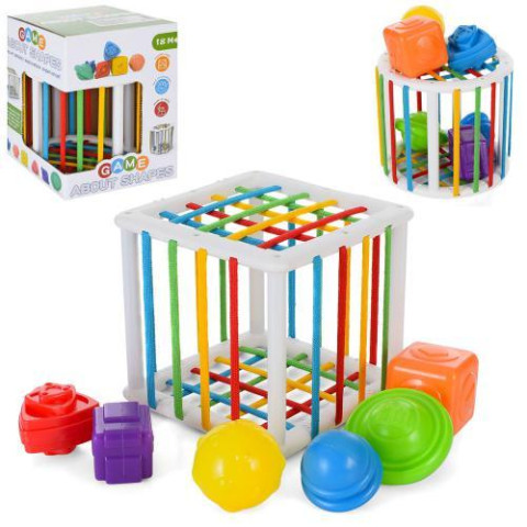 Сортер 13см, ребра-резинки, фигурки-погремушки 6шт, 2 вида, в кор. 14,5*19,5*14,5см 