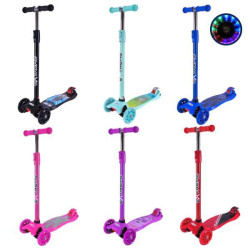 Самокат детский 4-х колесный MAXI, колеса PU светящиеся, 6 цветов микс, пак. 60*25см 