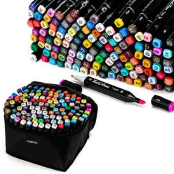 Набор двусторонних скетч маркеров TOUCH 120шт, в сумке 16*20*17см 