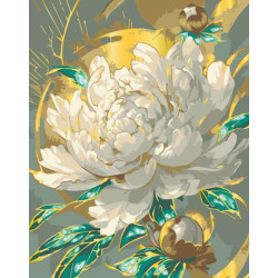 Картина по номерам "Сияющий пион" с металлизированными красками, лак 40*50см, термопакет, ТМ ART Craft, Украина