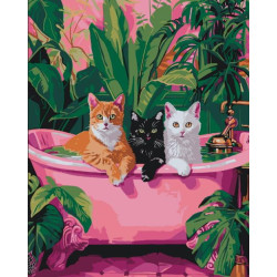 Картина по номерам "Коты в ванной" лак 40*50см, термопакет, ТМ ART Craft, Украина