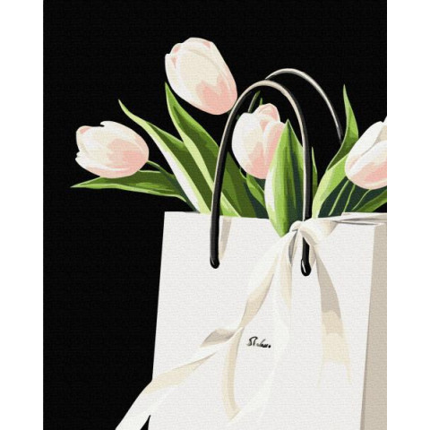 Картина за номерами Ніжний подарунок Black 40х50, термопакет, ТМ Brushme, Україна арт: BSB0047