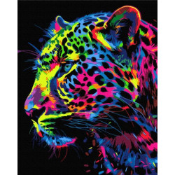 Картина по номерам Цветной леопард Black 40х50см Metalic/Флуоресцентные, термопакет, ТМ Brushme, Украина