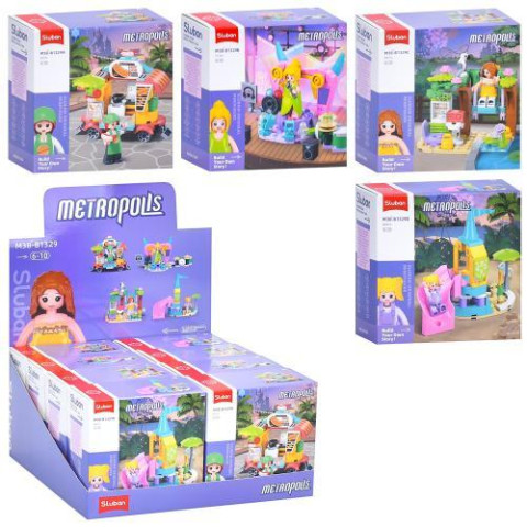 Конструктор SLUBAN ЦЕНА ЗА 1ШТ розовая серия, фигурка, 4 вида 