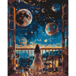 Картина по номерам "Мечтательная ночь" 40х50см, термопакет, ТМ Идейка, Украина