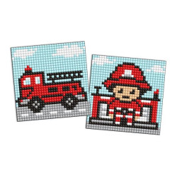 Алмазна мозаїка на самоклеючій основі для дітей "Професії. Пожежник" 9х9см, термопакет, ТМ Ідейка, Україна арт: AMS1099