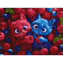 Картина за номерами "Ягідні пухнастики" 30х40см, термопакет, ТМ Ідейка, Україна арт: KHO5143