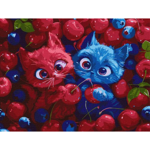 Картина за номерами "Ягідні пухнастики" 30х40см, термопакет, ТМ Ідейка, Україна арт: KHO5143