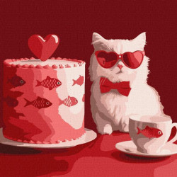 Картина по номерам "Кот с тортом" 30х30см, термопакет, ТМ Идейка, Украина