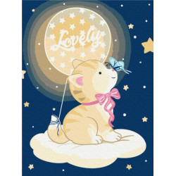 Картина за номерами Котик на хмаринці, 30*40см, термопакет, ТМ Brushme, Україна арт: KBS0095