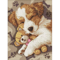 Алмазна мозаїка &quot;Сплячий джек-рассел&quot; 30*40см, термопакет, ТМ Ідейка, Україна арт: AMO8036