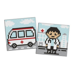 Алмазна мозаїка на самоклеючій основі для дітей "Професії. Лікар" 9х9см, термопакет, ТМ Ідейка, Україна арт: AMS1100