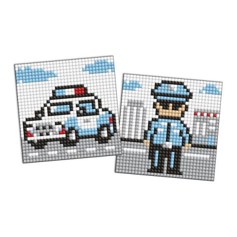 Алмазна мозаїка на самоклеючій основі для дітей "Професії. Поліцейський" 9х9см, термопакет, ТМ Ідейка, Україна арт: AMS1102