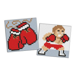 Алмазна мозаїка на самоклеючій основі для дітей "Спорт. Боксер" 9х9см, термопакет, ТМ Ідейка, Україна арт: AMS1128