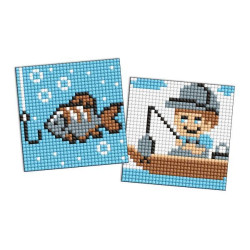 Алмазна мозаїка на самоклеючій основі для дітей "Професії. Рибак" 9х9см, термопакет, ТМ Ідейка, Україна арт: AMS1148