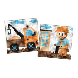 Алмазна мозаїка на самоклеючій основі для дітей &quot;Професії. Будівельник&quot; 9х9см, термопакет, ТМ Ідейка, Україна арт: AMS1154