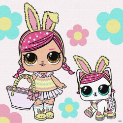 Картина за номерами для дітей "L.O.L. Surprise! Spring Bling Hops with Kittea" 40*40см, термопакет, ТМ Ідейка, Україна арт: KHO1102