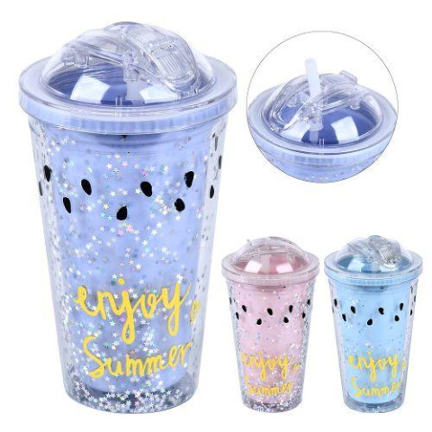 Стакан с крышкой и трубочкой 