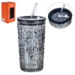 Стакан с крышкой и трубочкой "Super" 600мл, в кор. 20*10*10см 