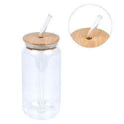 Стакан с бамбуковой крышкой и трубочкой "Fusion" 600мл, в кор. 16*9*9см 