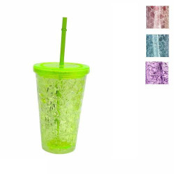 Стакан с крышкой и трубочкой "Ice drink" 450мл, в кор. 17*10*10см 