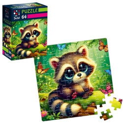 Пазли De.tail. Єнот з метеликами. 64 детали, в кор. 10*7*3см, ТМ Vladi Toys, Україна арт: DT1234-12