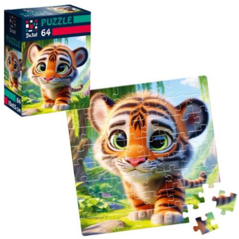 Пазли De.tail. Миле тигреня. 64 детали, в кор. 10*7*3см, ТМ Vladi Toys, Украина