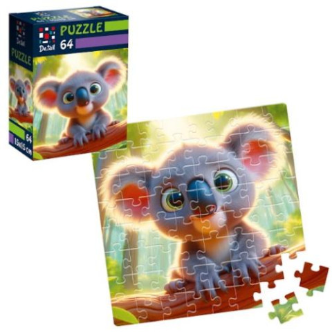 Пазли De.tail. Коала на гілці. 64 детали, в кор. 10*7*3см, ТМ Vladi Toys, Україна арт: DT1234-18