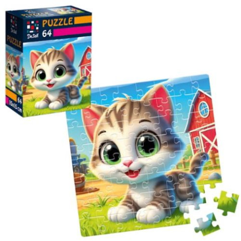 Пазли De.tail. Забавне кошеня. 64 детали, в кор. 10*7*3см, ТМ Vladi Toys, Україна арт: DT1234-24
