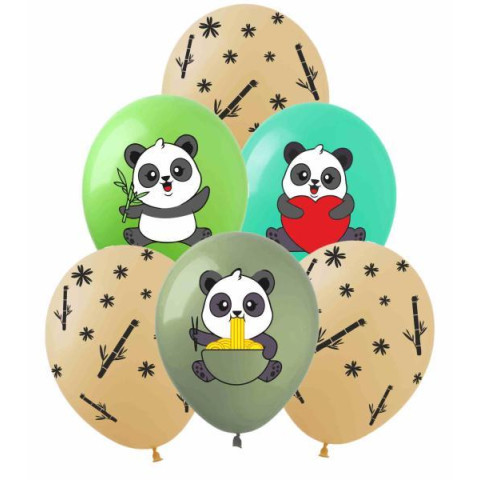 Кульки 12" Панда, ЦІНА ЗА УП. 50ШТ, пак.20*15см арт: ZV-1750