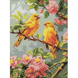 Алмазна мозаїка &quot;Весняні канарки&quot; 30x40см, термопакет,  ТМ Ідейка, Україна арт: AMO8164