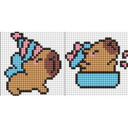 Алмазна мозаїка на самоклеючій основі для дітей &quot;Капібара святкує&quot; 9х9см, термопакет, ТМ Ідейка, Україна арт: AMS1164