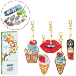 Набір для творчості алмазна мозаїка, брелок , пластик+метал, в кор. 8*23*2,5см   арт: QC010
