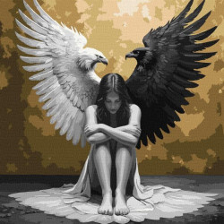 Картина по номерам "Две стороны души с красками металлик" 40х40см, термопакет, ТМ Идейка, Украина