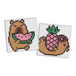 Алмазна мозаїка на магнітній основі для дітей &quot;Капібара: ананас і кавун&quot; 9х9см, термопакет, ТМ Ідейка, Україна арт: AMG1167